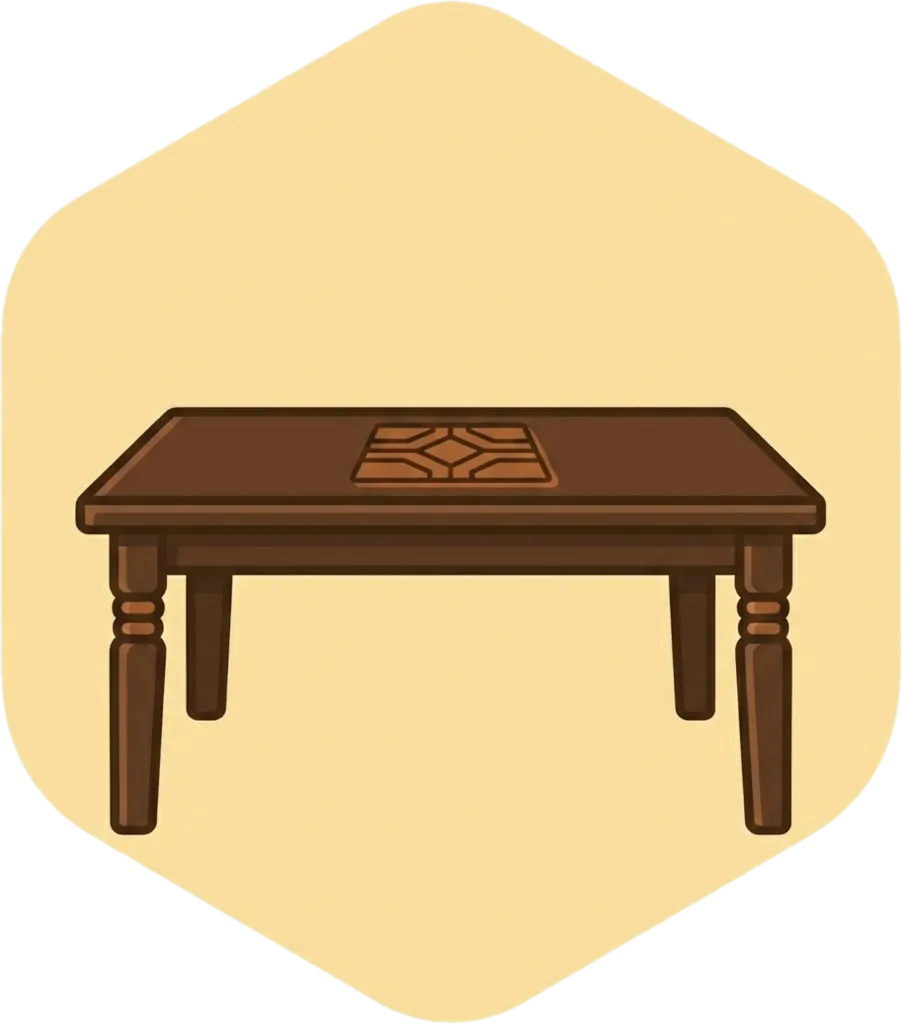 Illustration of the root word "mesa" (table)