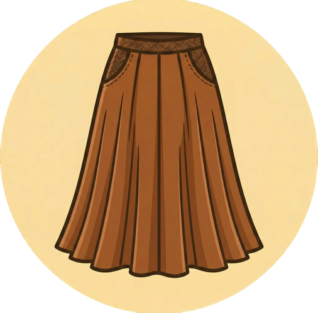 Illustration of the root word "palda" (skirt)