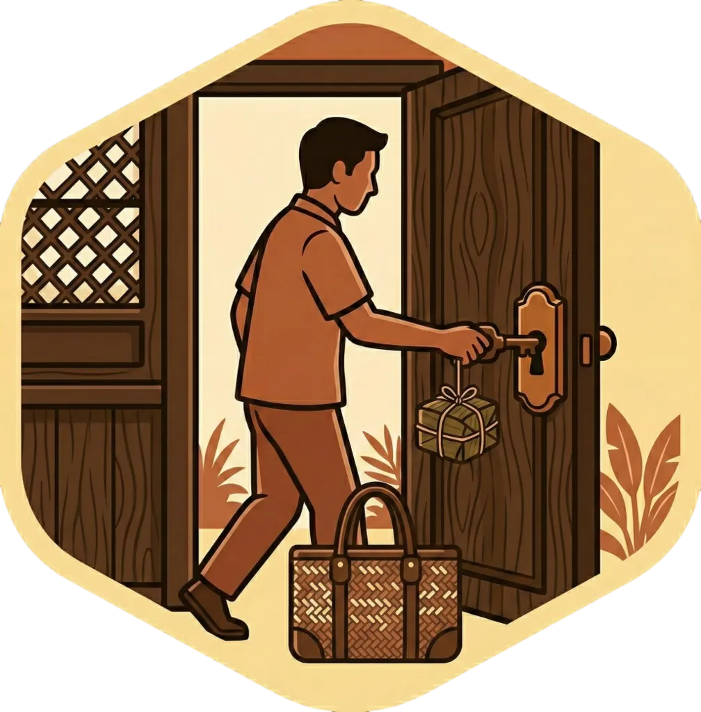 Illustration of "umuwi" (to go home)