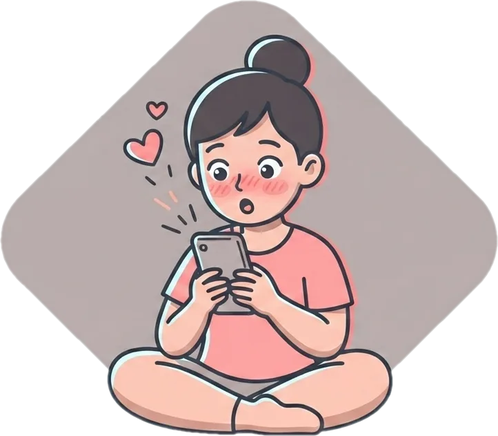 Illustration of "kilig" (shudder; thrill of affection, butterflies in stomach)