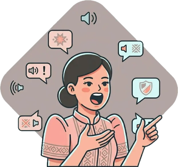 Illustration of "madaldal" (talkative)