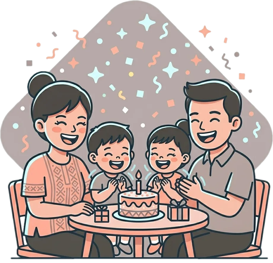 Illustration of "maligaya" (joyful; merry)