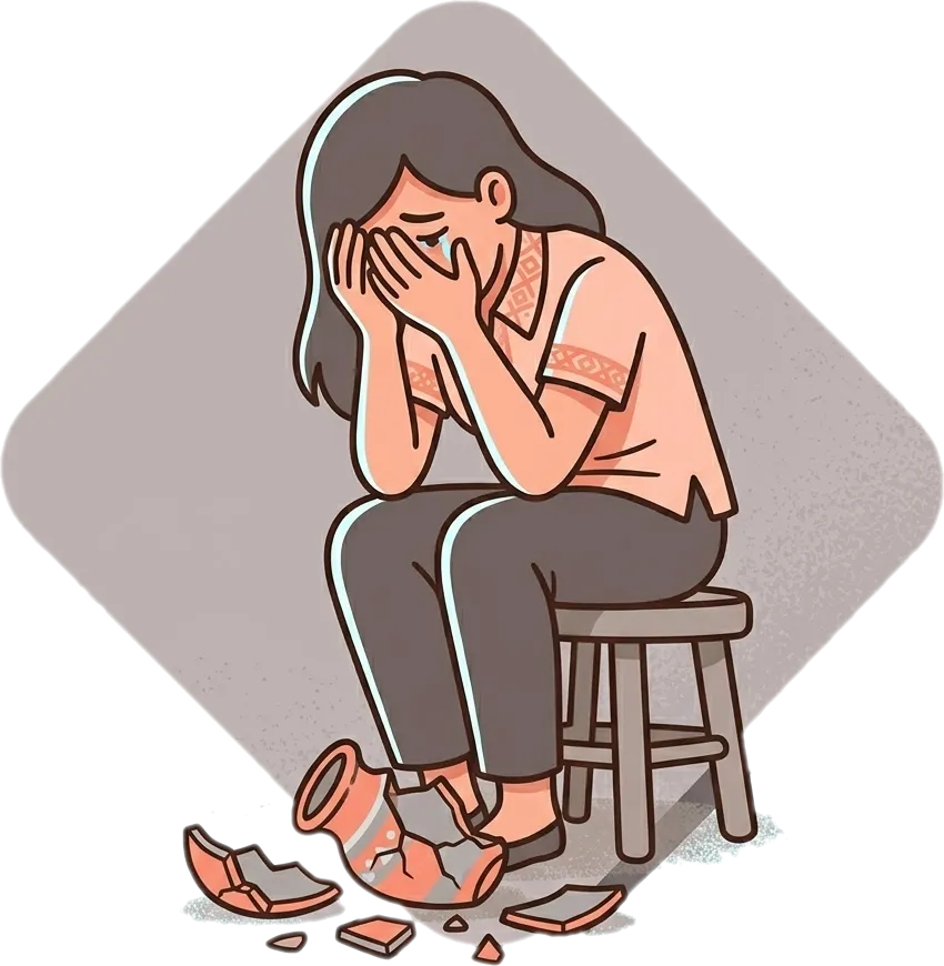 Illustration of "pagsisisi" (remorse or regret)