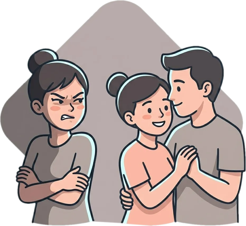 Illustration of the root word "selos" (jealousy)