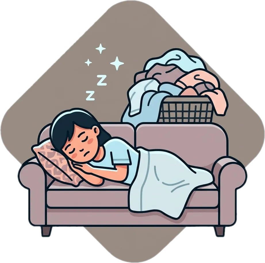 Illustration of the root word "tamad" (lazy)