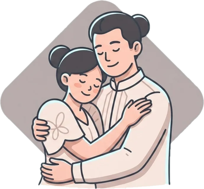 Illustration of "yakap" (hug; embrace)
