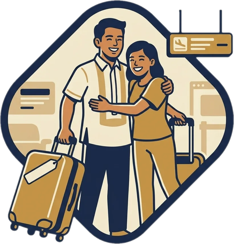 Illustration of "balikbayan" (Filipino returning from abroad)