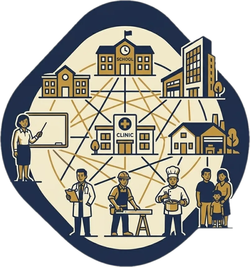 Illustration of "lipunan" (society)