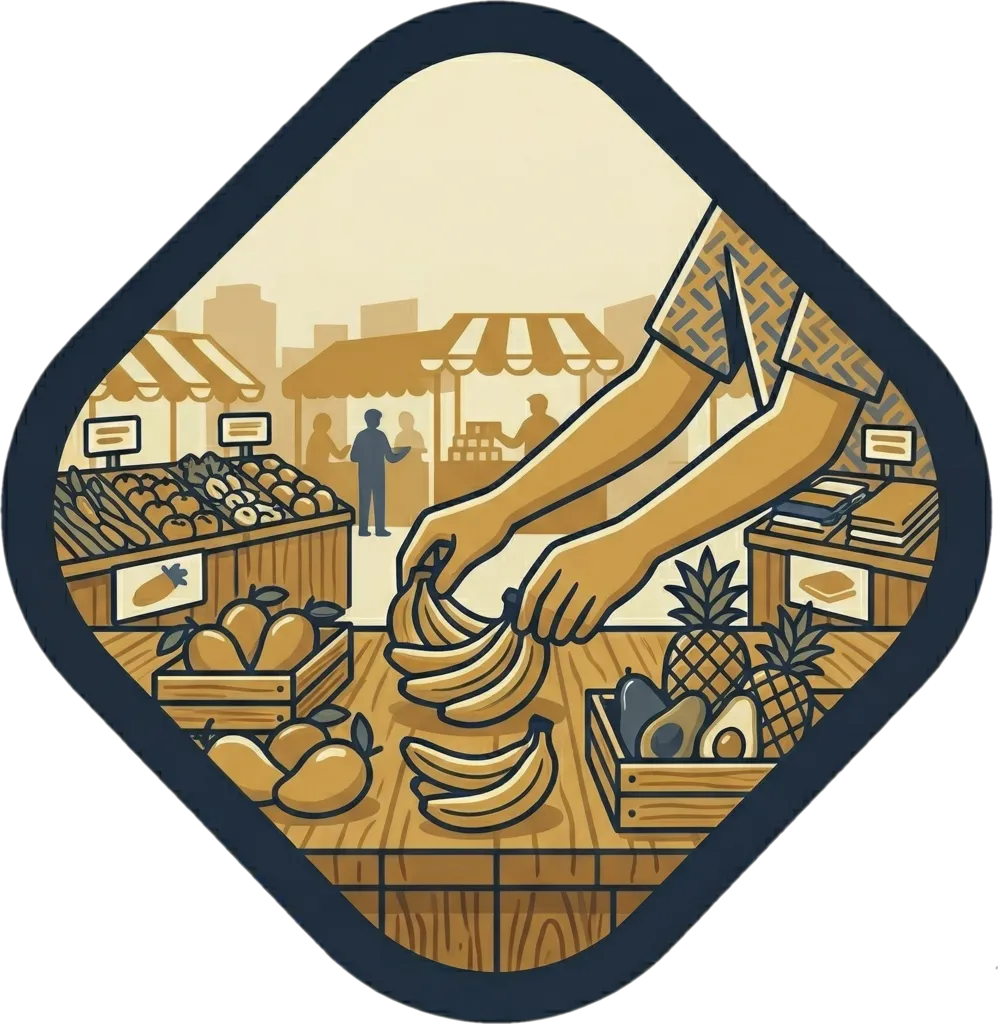Illustration of "magtinda" (to sell)