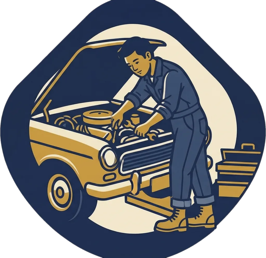 Illustration of the root word "mekaniko" (mechanic)