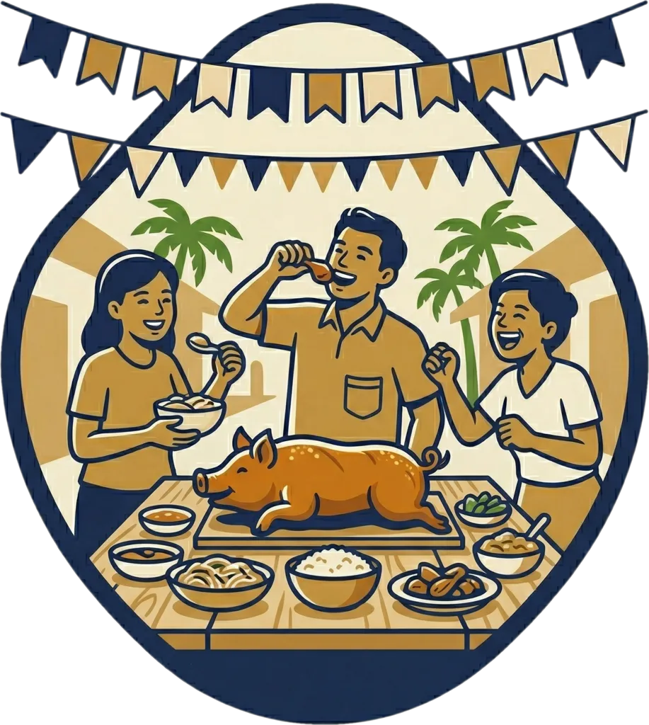 Illustration of the root word "pista" (festival)