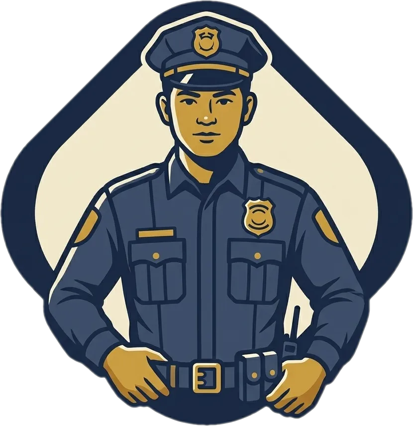 Illustration of the root word "pulis" (police officer)