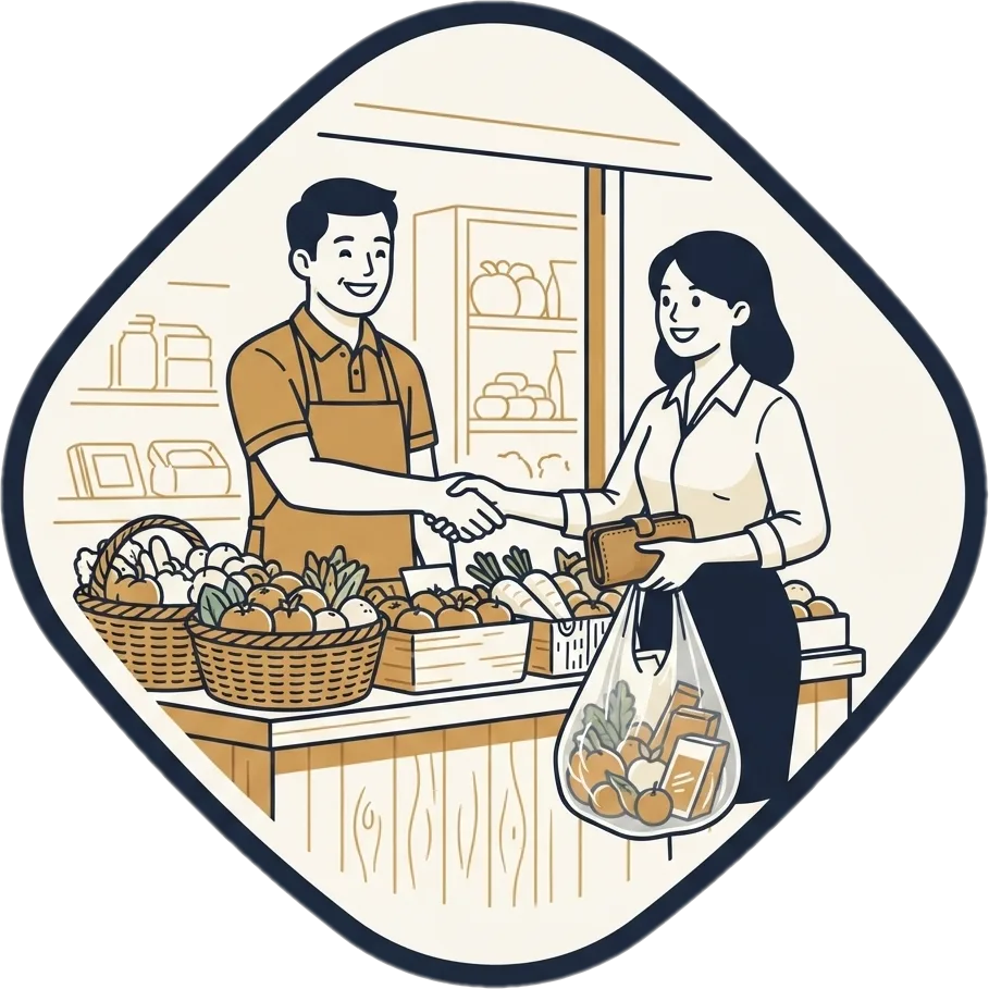 Illustration of "suki" (regular customer; patron)