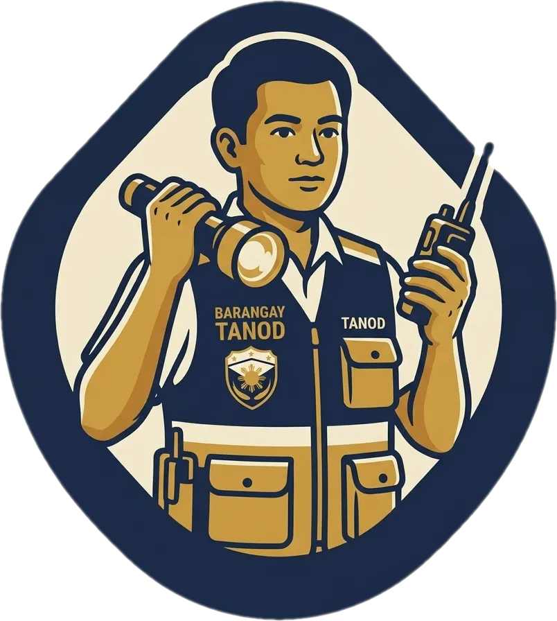 Illustration of the root word "tanod" (neighborhood guard; peacekeeper; forest ranger)