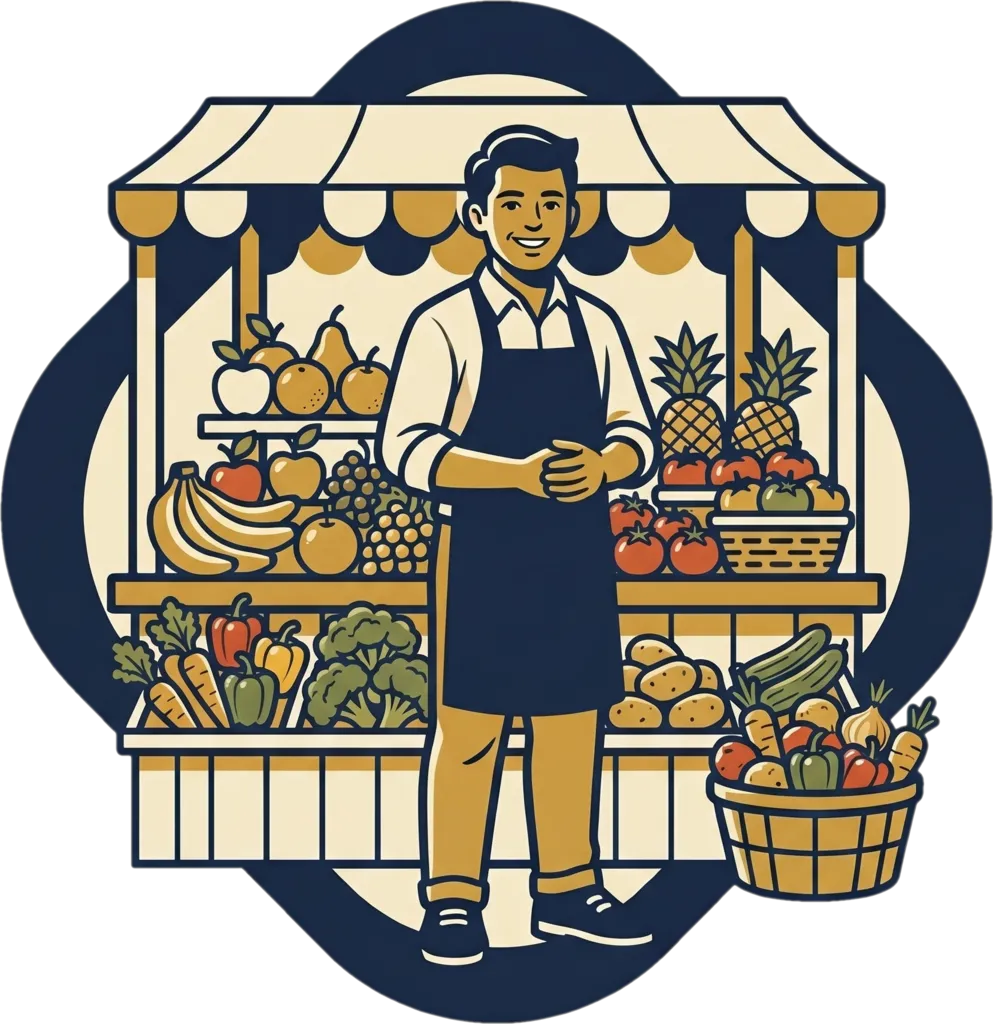Illustration of "tindero" (male vendor)