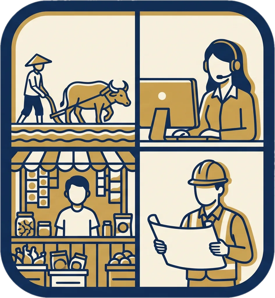 Illustration of "trabaho" (job; work; occupation)