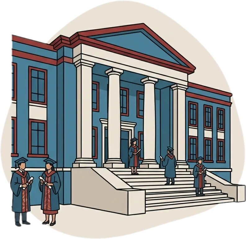 Illustration of "unibersidad" (university)