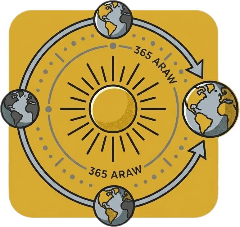 Illustration of the root word "taon" (year; coincidence)