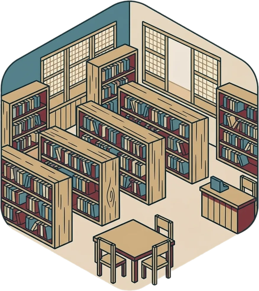 Illustration of "aklatan" (library)