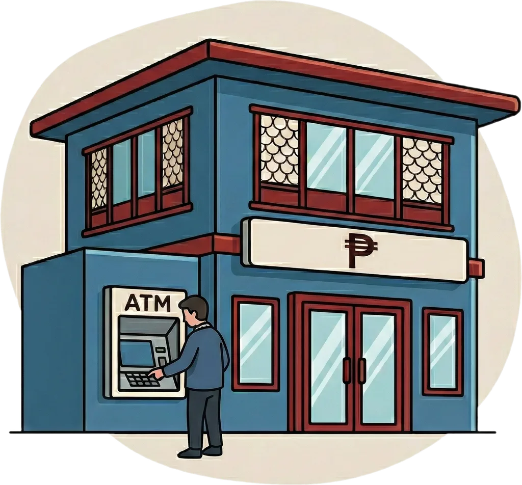 Illustration of "bangko" (bank (financial institution))