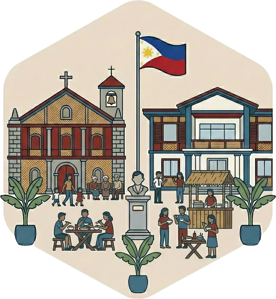 Illustration of "bayan" (town; nation)