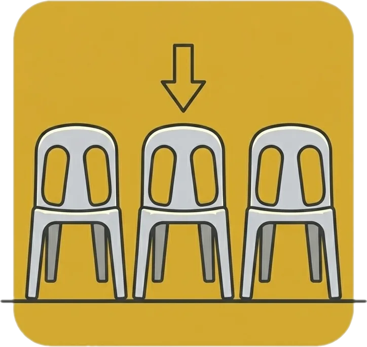 Illustration of the root word "gitna" (middle; center)