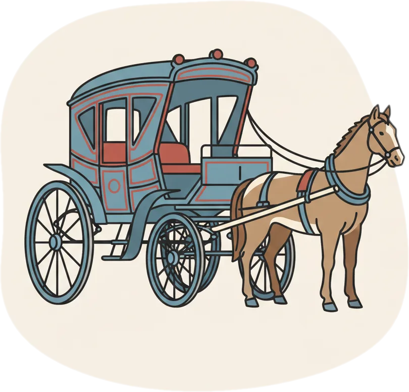 Illustration of the root word "kalesa" (horse-drawn carriage)