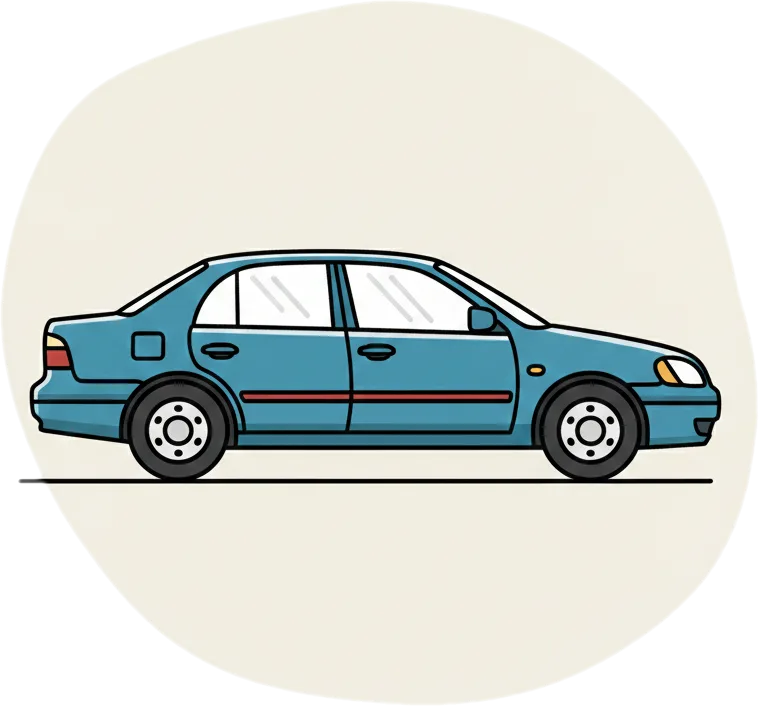 Illustration of the root word "kotse" (car)