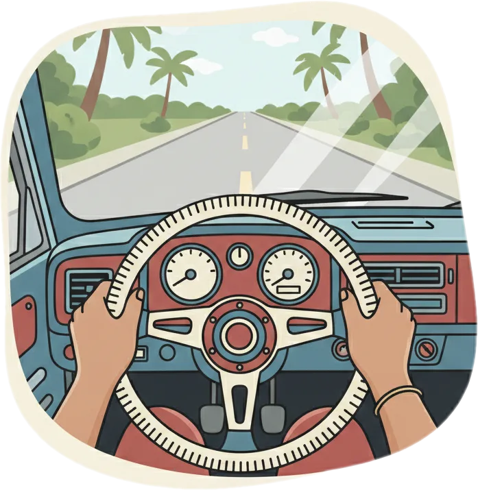 Illustration of "maneho" (drive)