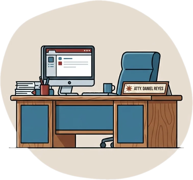Illustration of the root word "opisina" (office)