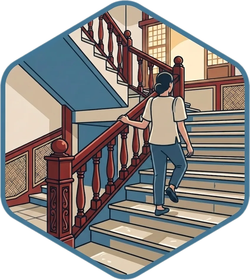 Illustration of the root word "taas" (above; upstairs)